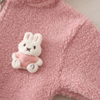 Toddler Strawberry Bunny Fleece Hooded 3-Piece Set - image 6