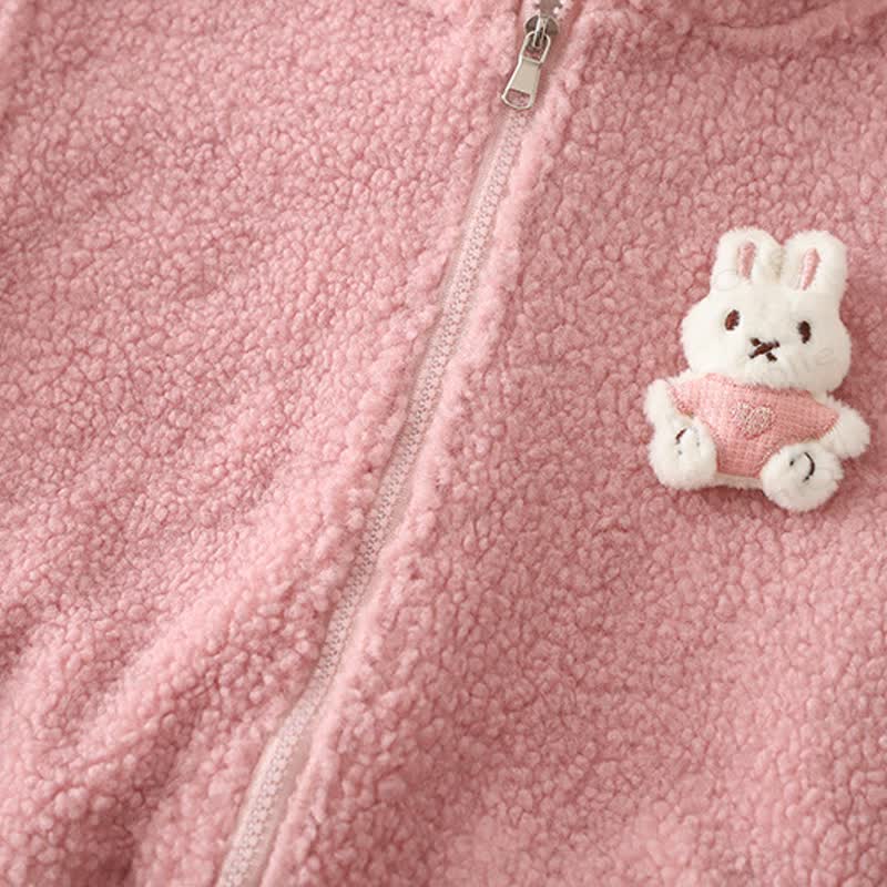 Toddler Strawberry Bunny Fleece Hooded 3-Piece Set - image 7