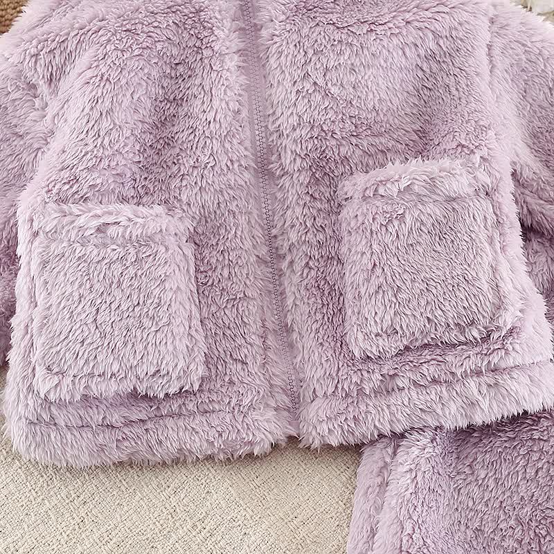 Toddler Cozy Coral Fleece Zip Up Jacket and Pants Set - image 7