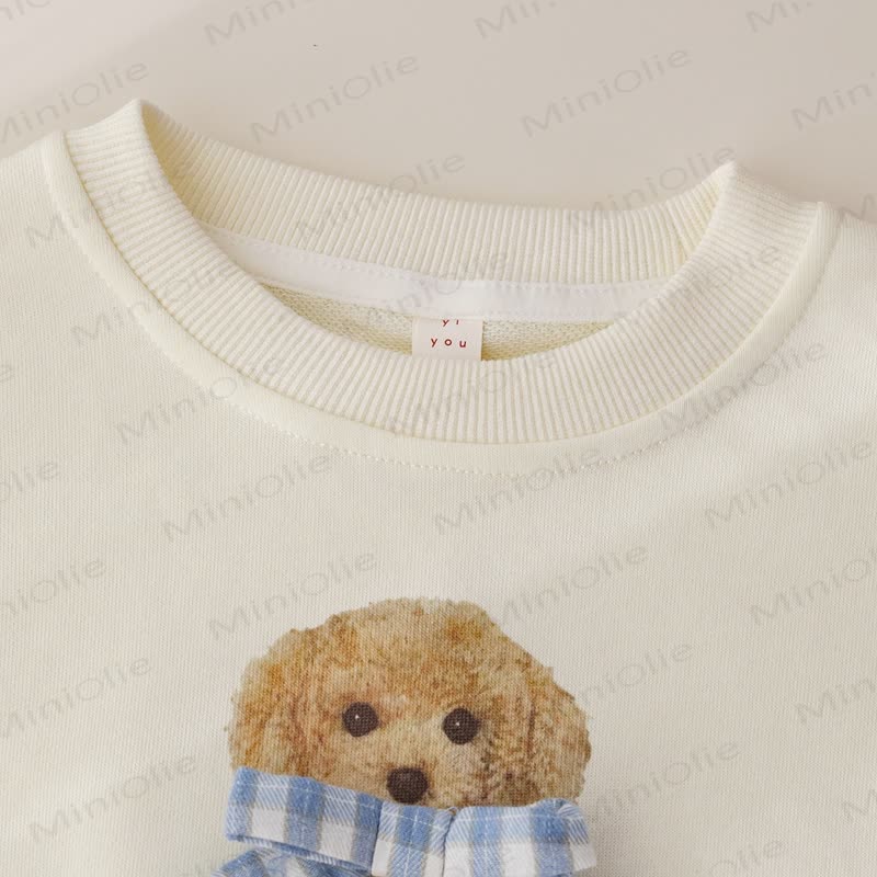 Toddler Puppy Bow Sweatshirt and Gingham Pants Set - image 6