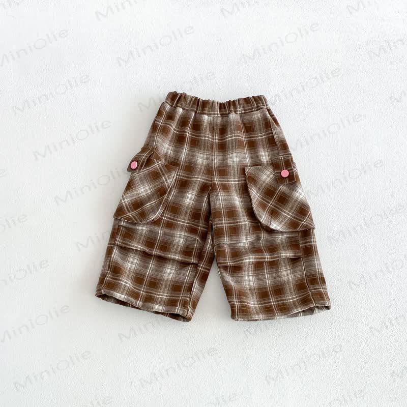 Baby Toddler Retro Plaid Utility Pocket Pants or Cartoon Patch Top - Brown - 7-8T - image 2