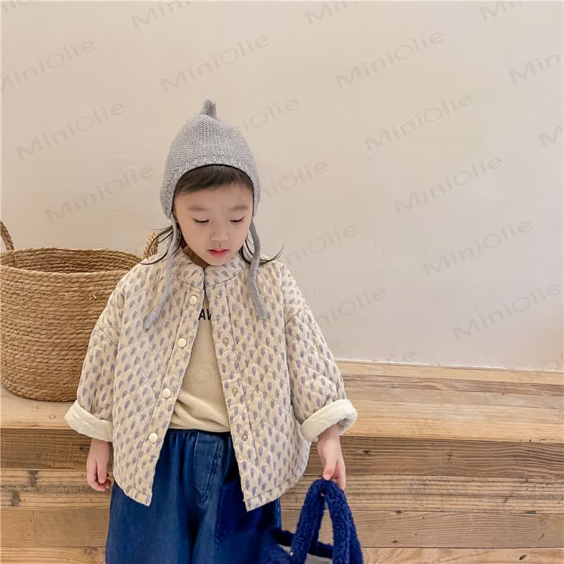 Toddler Girl Leaf Print Lightweight Fleece Quilted Jacket - image 3