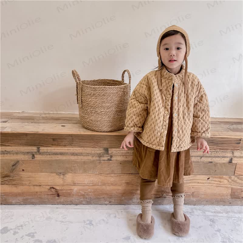 Toddler Girl Leaf Print Lightweight Fleece Quilted Jacket - image 5
