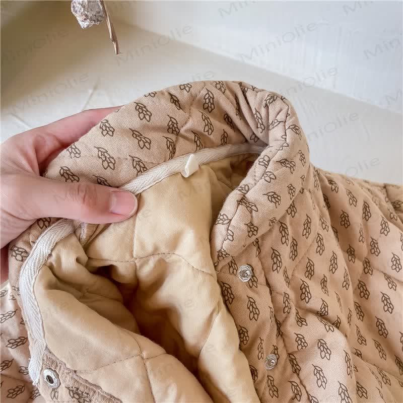 Toddler Girl Leaf Print Lightweight Fleece Quilted Jacket - image 6