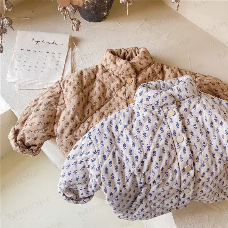 Toddler Girl Leaf Print Lightweight Fleece Quilted Jacket - image 1