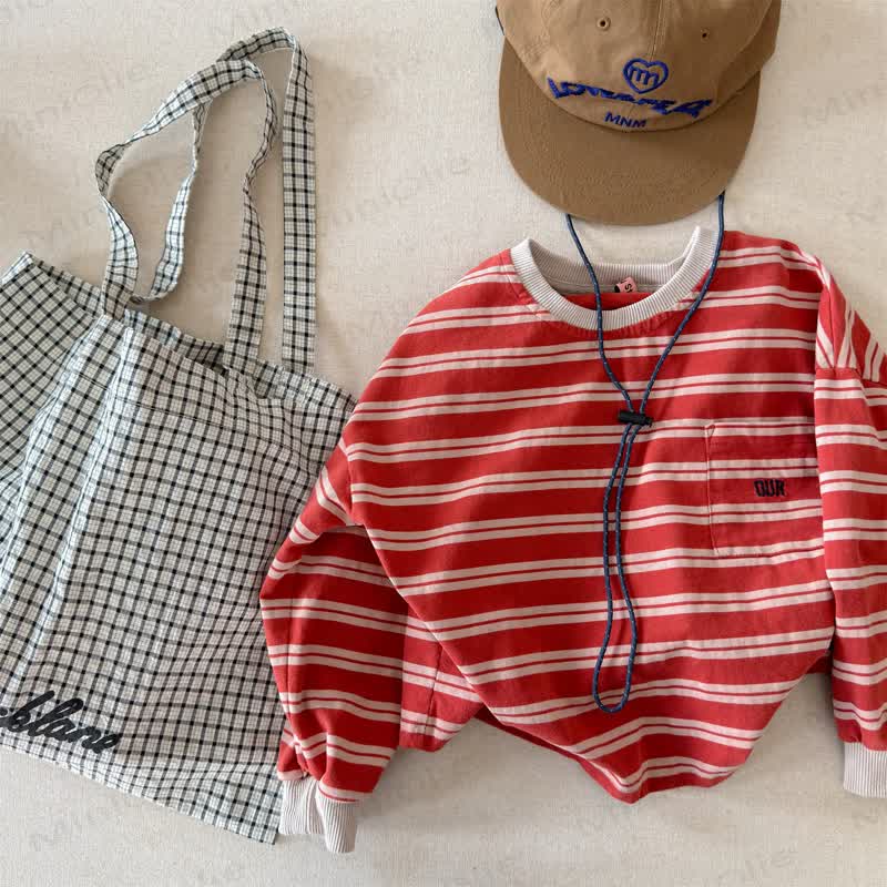 Toddler Striped Cotton Long Sleeve T-Shirt - Red - 6-7T - image 6