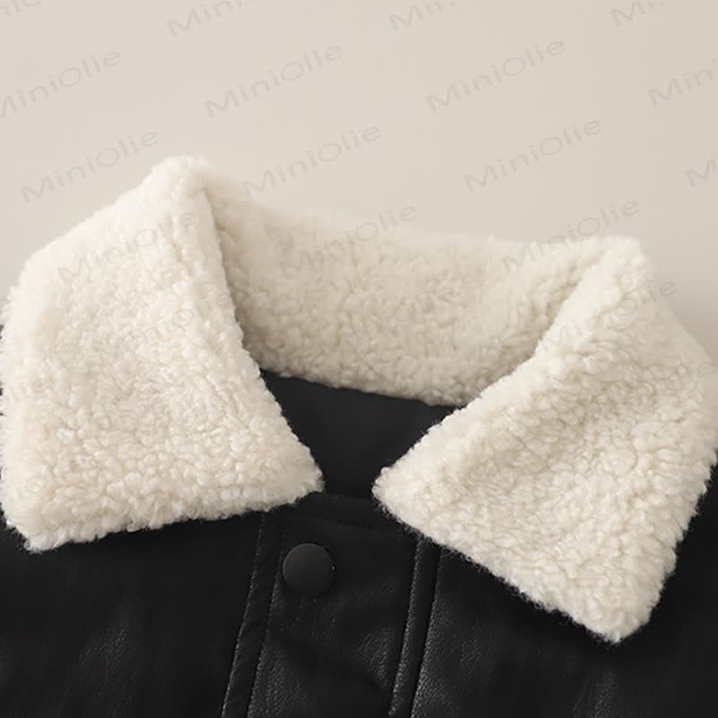 Toddler Sherpa Collar Faux Leather Jacket and Pants 3-Piece Set - image 5