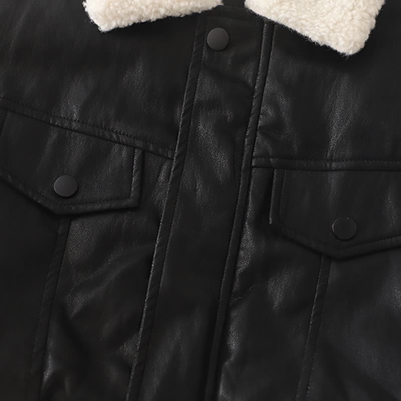 Toddler Sherpa Collar Faux Leather Jacket and Pants 3-Piece Set - image 7