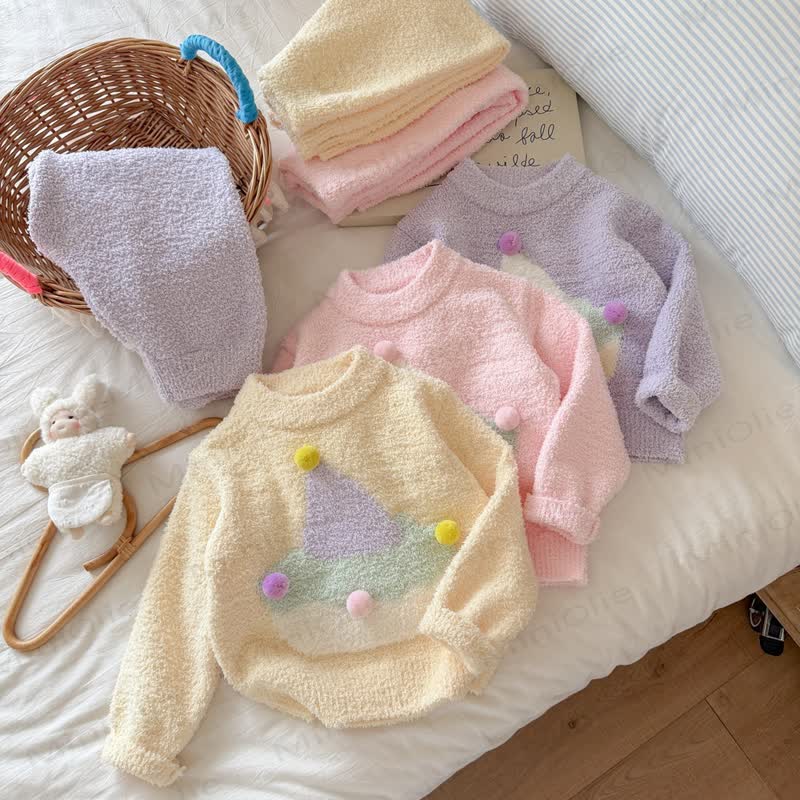 Toddler Girl Pom-Pom Cake Thickened Pajama Set - image 8