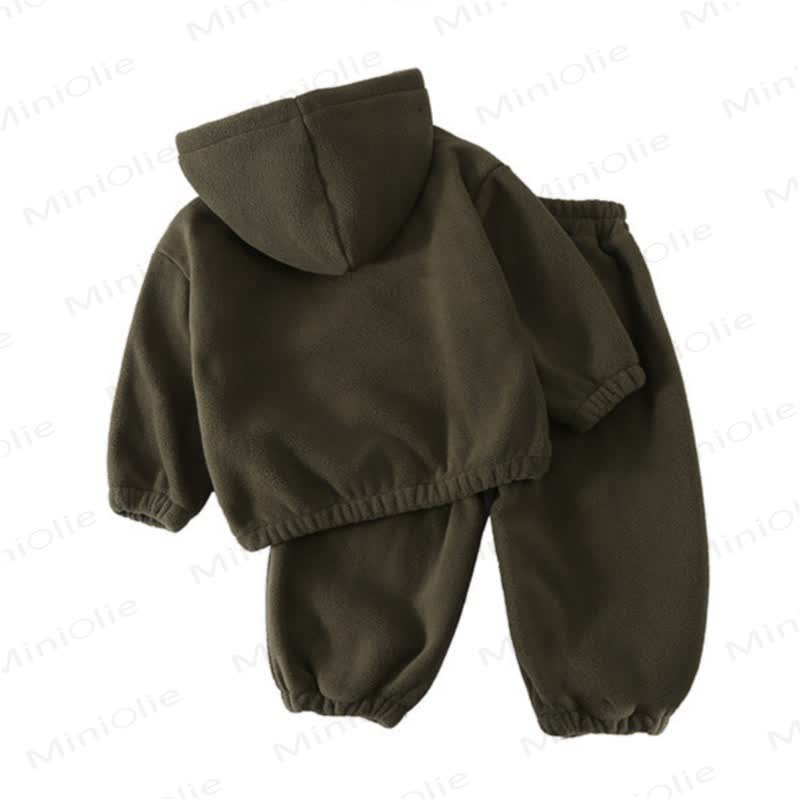 Toddler Casual Solid Color Hooded Sweatshirt and Jogger Set - image 14