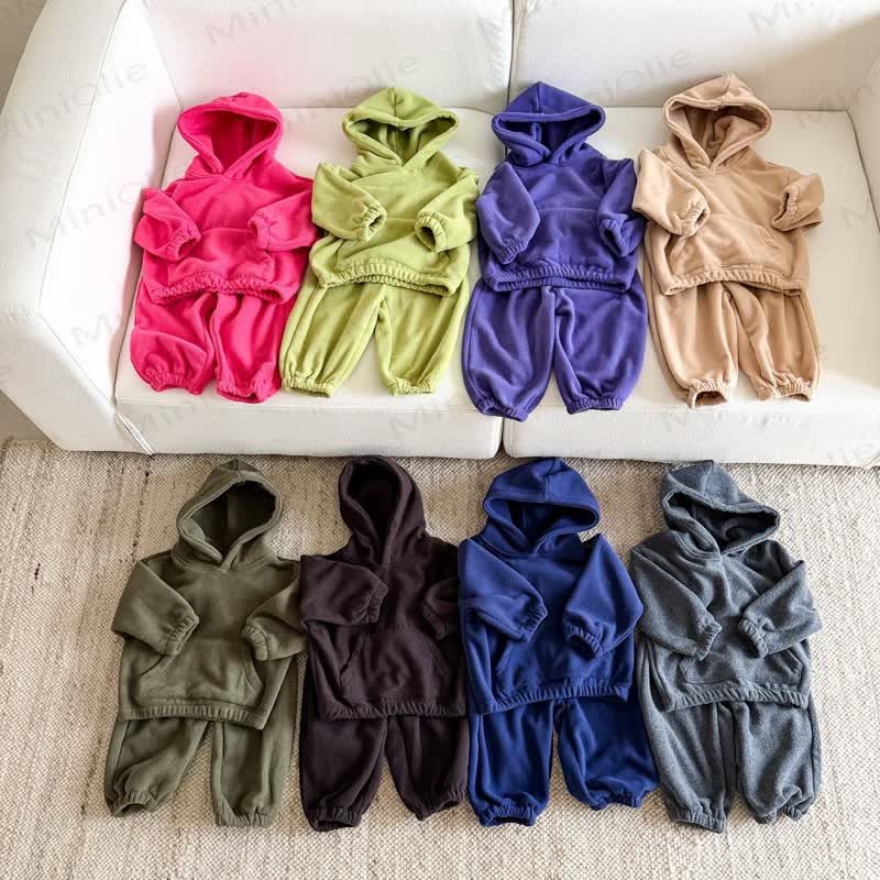 Toddler Casual Solid Color Hooded Sweatshirt and Jogger Set - image 1