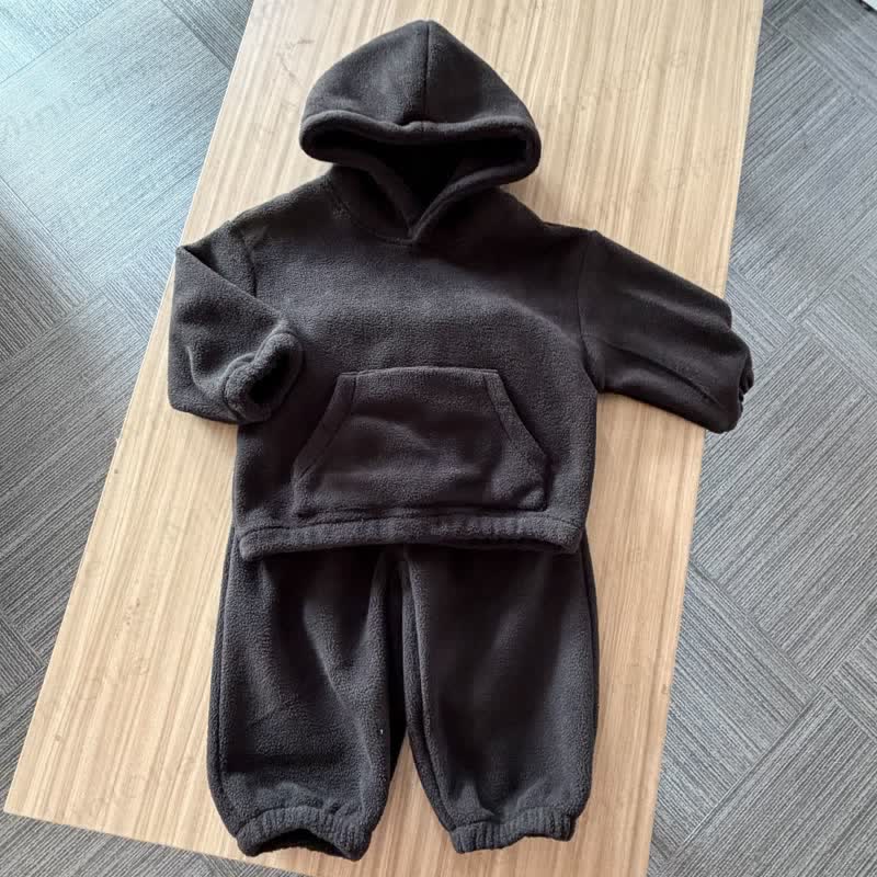 Toddler Casual Solid Color Hooded Sweatshirt and Jogger Set - Black - 10-11T - image 10