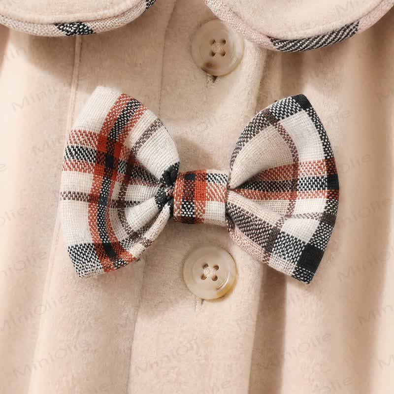 Baby Girl Plaid Bow Pan Collar Jacket - image 5