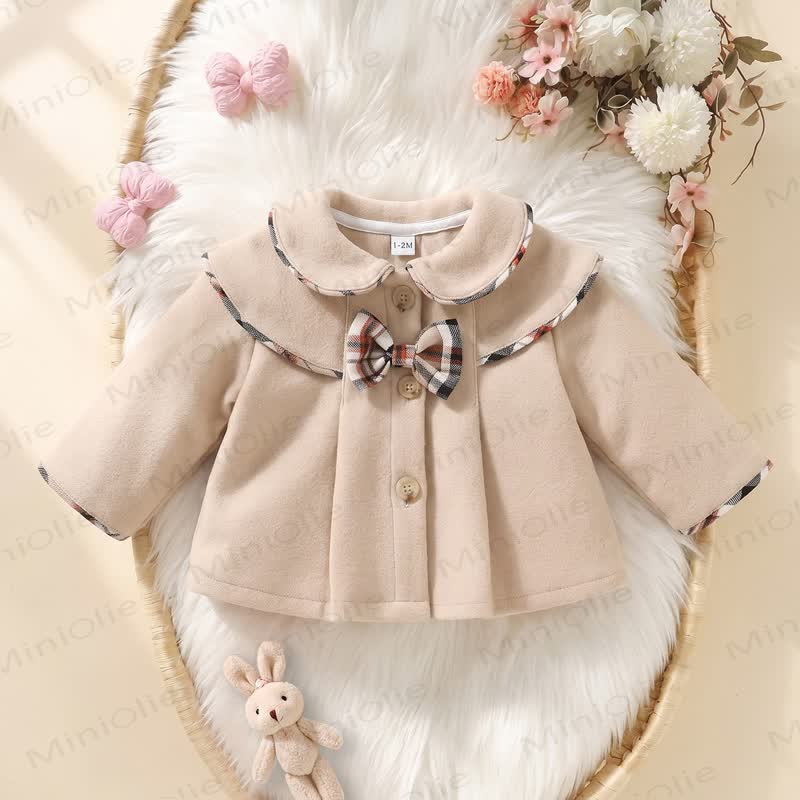 Baby Girl Plaid Bow Pan Collar Jacket - image 2