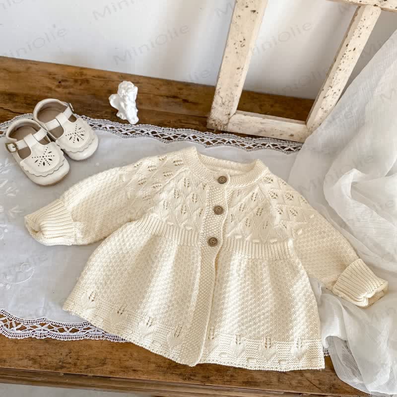 Baby Girl Cream Pointelle Peplum Cardigan Sweater Outerwear - image 5