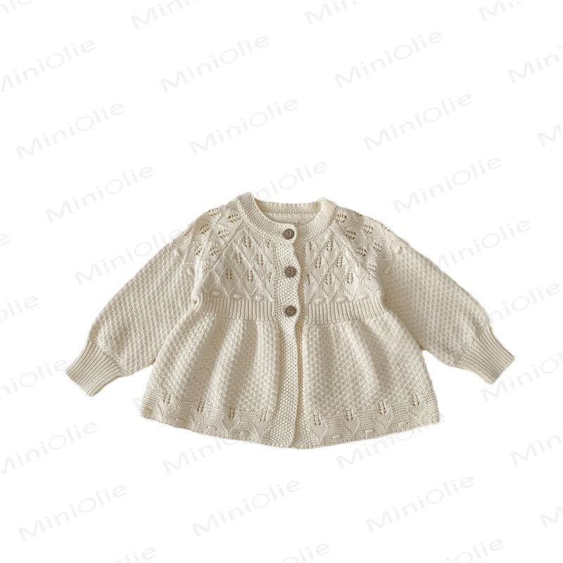 Baby Girl Cream Pointelle Peplum Cardigan Sweater Outerwear - White - 2-3T - image 4