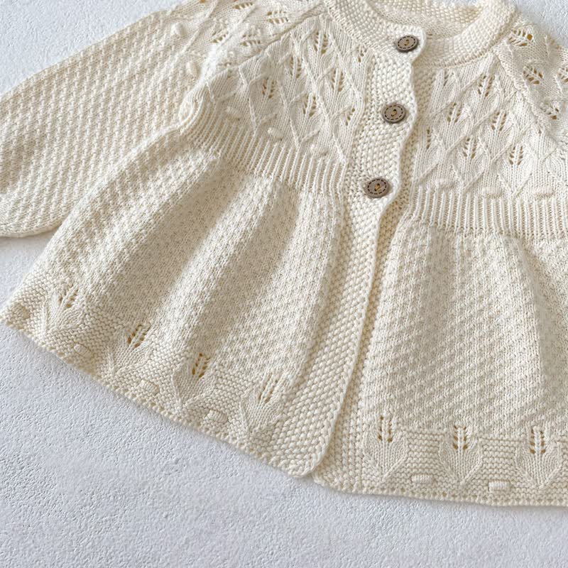 Baby Girl Cream Pointelle Peplum Cardigan Sweater Outerwear - image 7