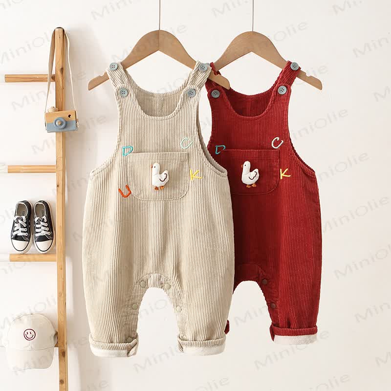 Baby Goose Fleece Lined Corduroy Overall Romper - image 1