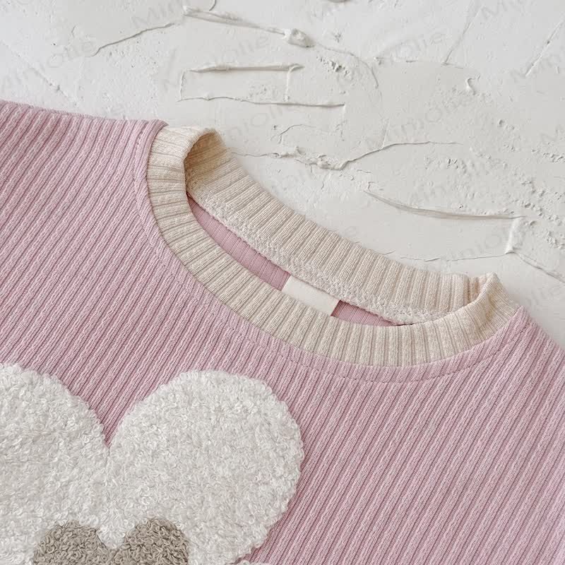 Baby 2-Piece Flower Sweatshirt and Pants Ribbed Set - image 5