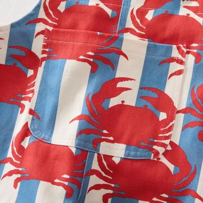 Baby Toddler Crab Blue Striped Overalls - image 5