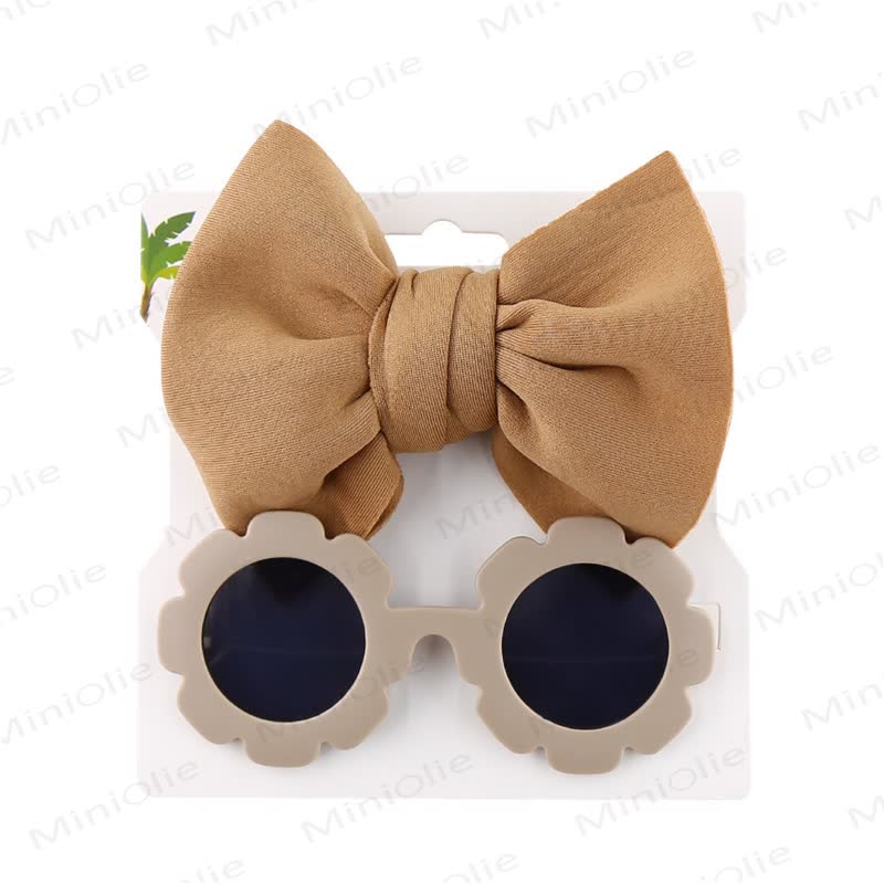 Baby Sunglasses and Bowknot Headband Set - Khaki - image 6