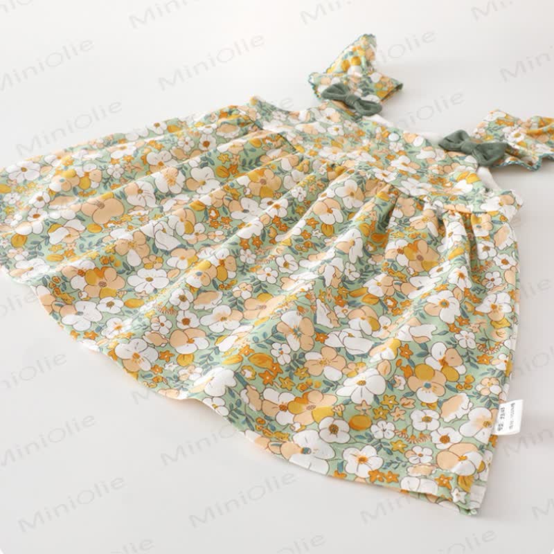 Baby Toddler Beige Flower and Bow Dress or Hat - image 4