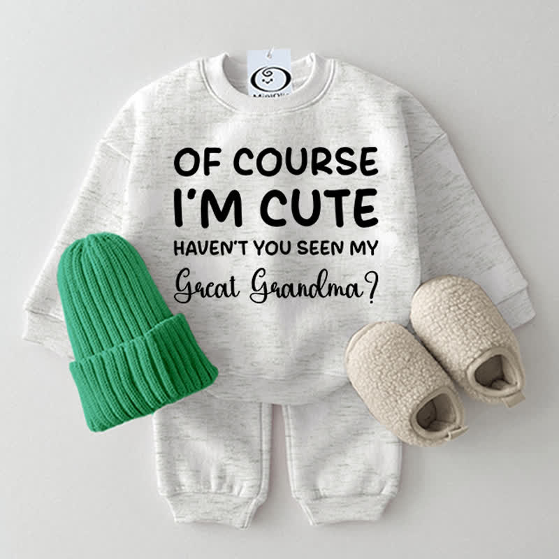 OF COURSE I'M CUTE HAVEN'T YOU SEEN MY GREAT GRANDMA Baby 2-piece Set - Grey - 2-3T - image 4