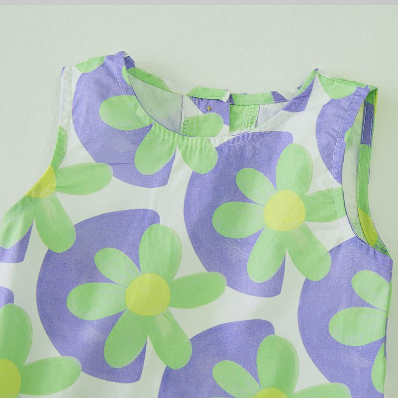 Baby 2-piece Flower Dot Blue Sleeveless Set - image 4