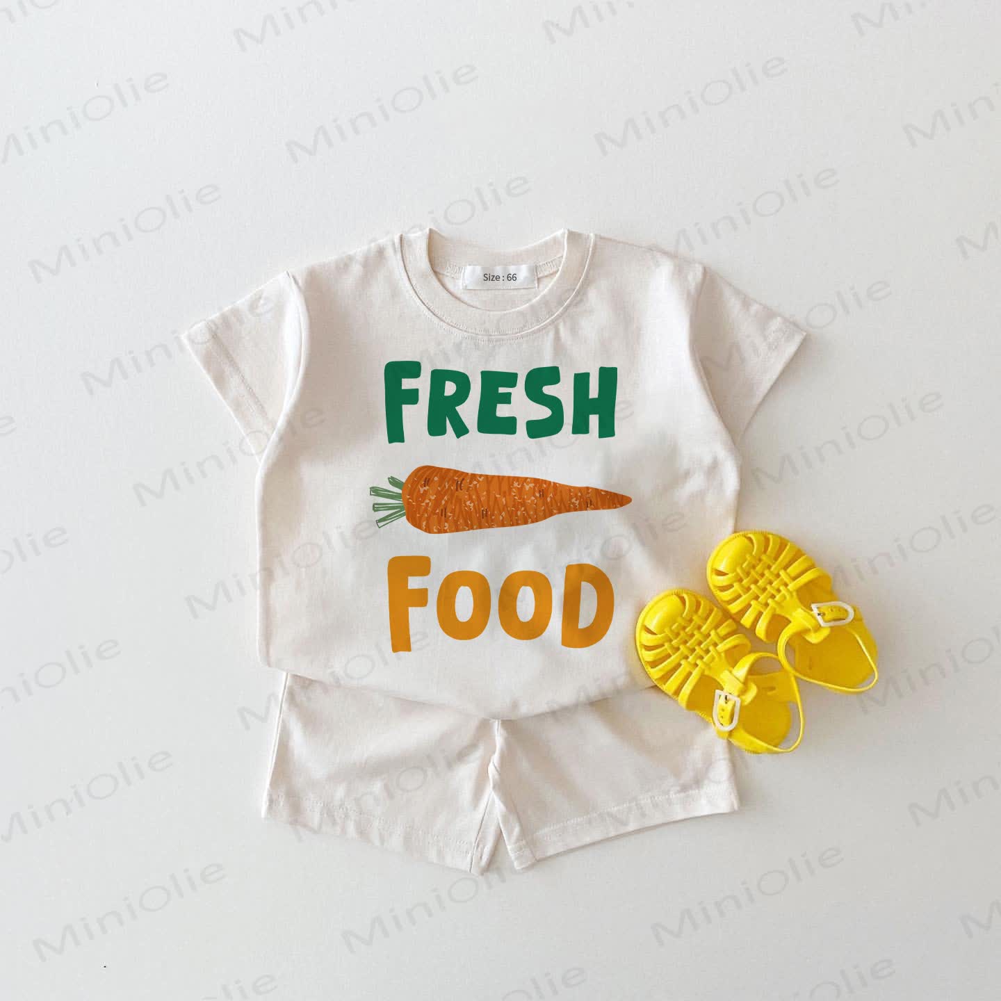 FRESH FOOD Baby Carrot Tee and Shorts 2-piece Set - White - 18-24M - image 1