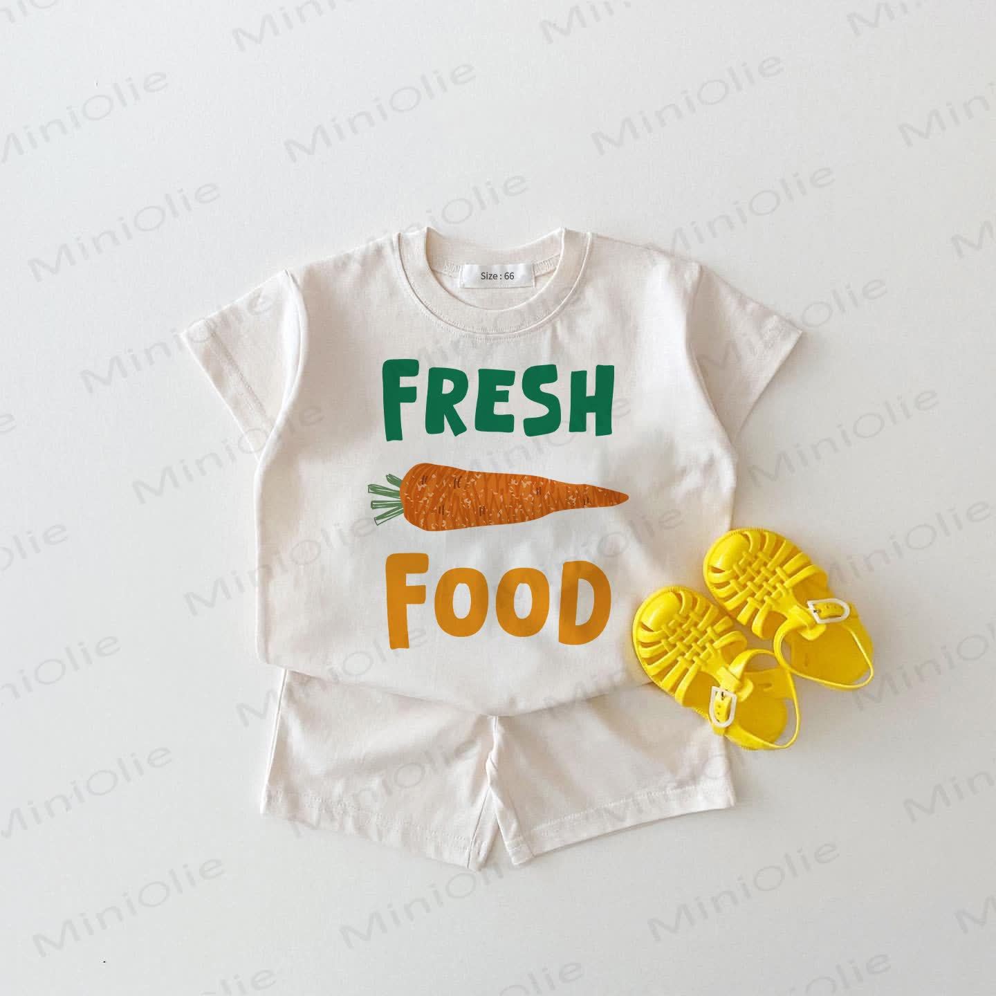 FRESH FOOD Baby Carrot Tee and Shorts 2-piece Set - White - 18-24M - image 1