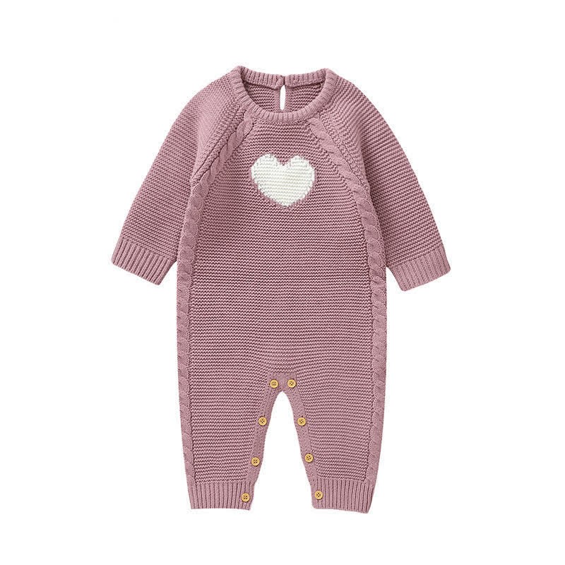 Baby Heart Knit Romper with Socks Gloves - image 8
