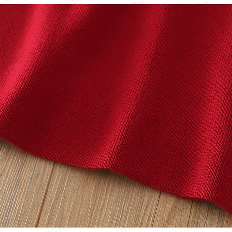 Toddler Girl Bow Knit Christmas Dress - image 7