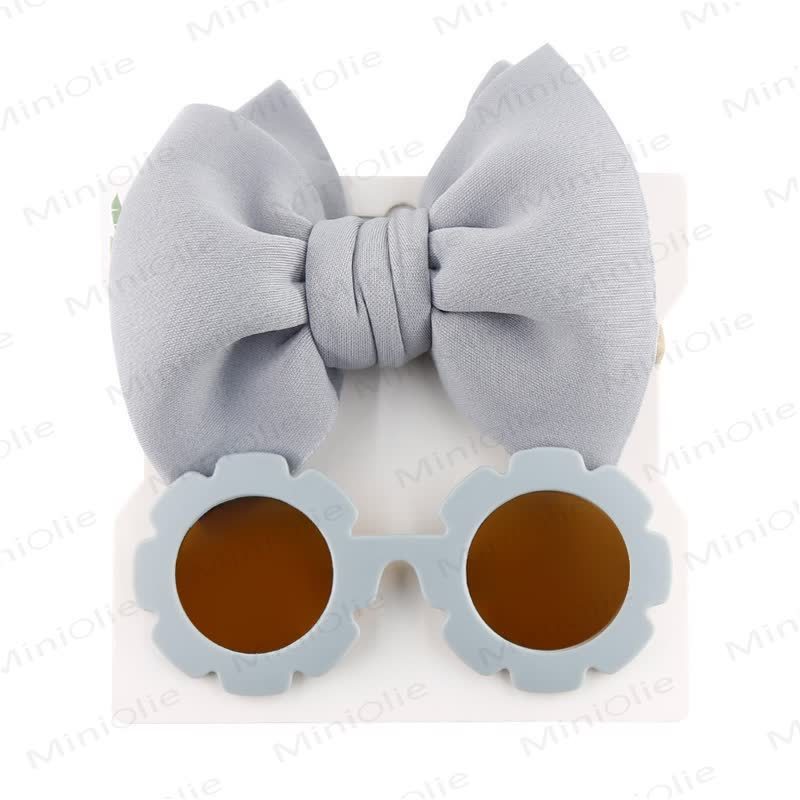 Baby Sunglasses and Bowknot Headband Set - Grey - image 7