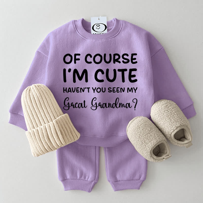 OF COURSE I'M CUTE HAVEN'T YOU SEEN MY GREAT GRANDMA Baby 2-piece Set - Purple - 2-3T - image 6