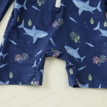 Baby Toddler Boy Dinosaur Shark Swimsuit with Hat - image 6