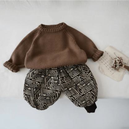 Kid Solid Color Crew Neck Knitted Sweater - image 17