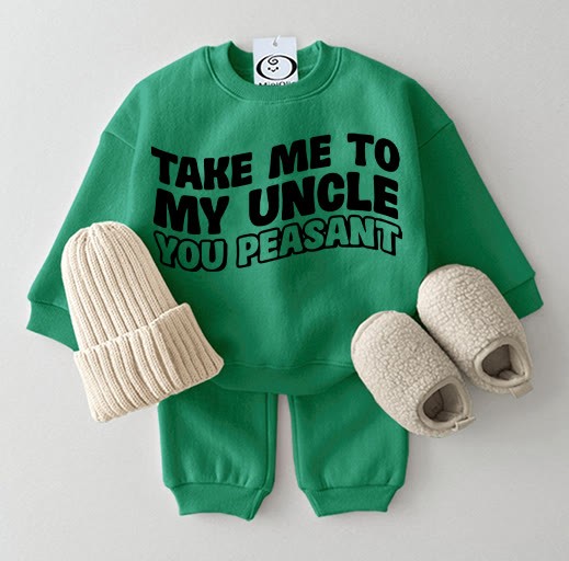 TAKE ME TO MY UNCLE YOU PEASANT Baby 2-piece Set - Green - 2-3T - image 3