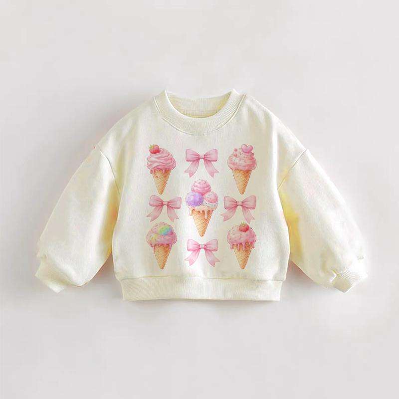 Baby Toddler Cream Ice Cream and Bow Sweatshirt - Cream - 3-5T - image 1