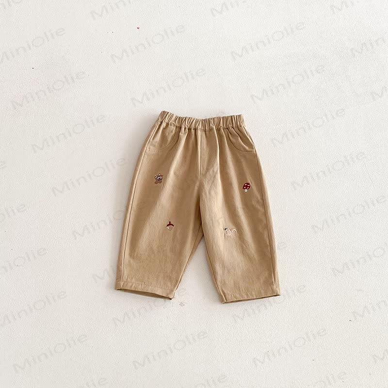 Baby Toddler Boy Squirrel Mushroom Denim Pants - Brown - 3-5T - image 7