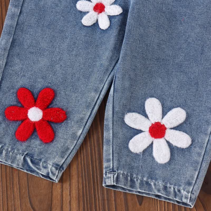 Baby Girl Stripe Top and Floral Denim Overalls 2-piece Set - image 9