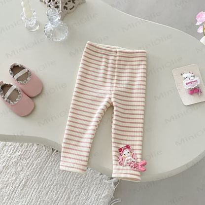 Baby Girl Mermaid Flower Quilted Pink Sweatshirt/Stripe Leggings Set - Stripe Leggings - 5-7T - image 3