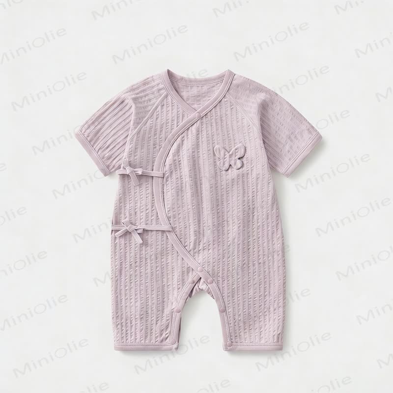 Baby Cotton Solid Color Romper - Purple - 9-12M - image 4