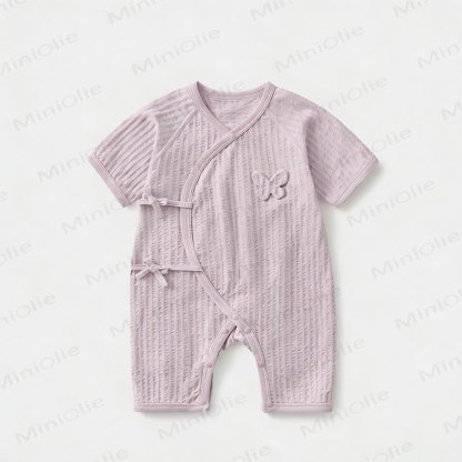 Baby Cotton Solid Color Romper - Purple - 9-12M - image 4