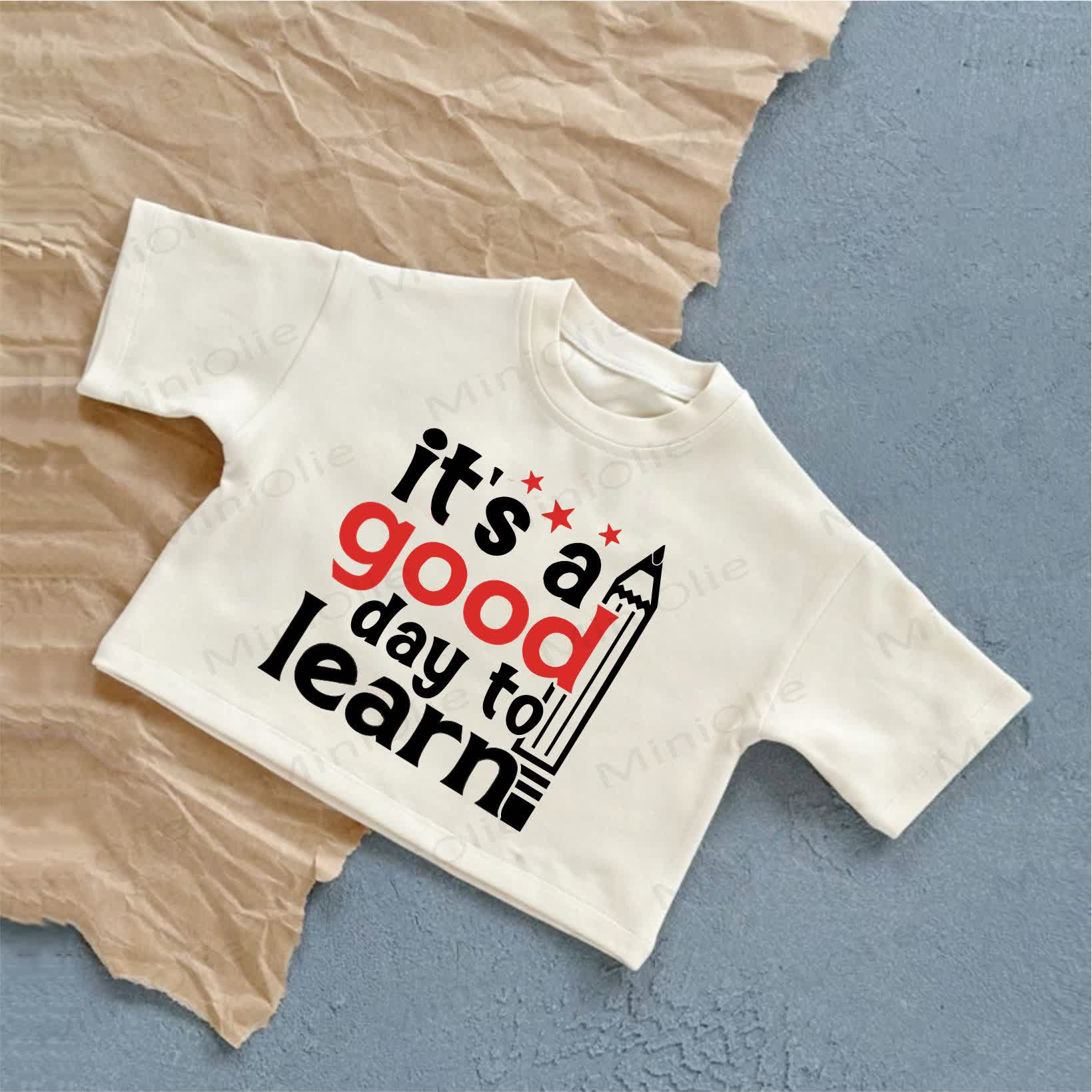 IT'S A GOOD DAY TO LEARN Baby Pencil Print White Casual T-Shirt - White - 2-3T - image 1
