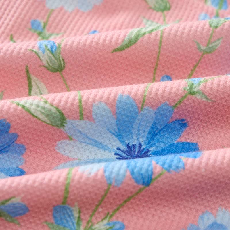Baby Pink Blue Floral Print Waffle 2-piece Set - image 7