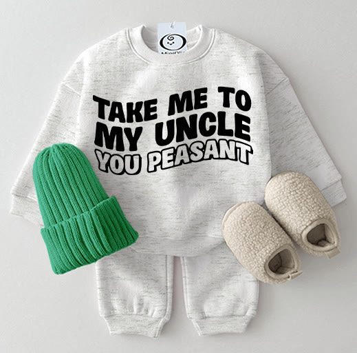 TAKE ME TO MY UNCLE YOU PEASANT Baby 2-piece Set - Light Gray - 2-3T - image 7