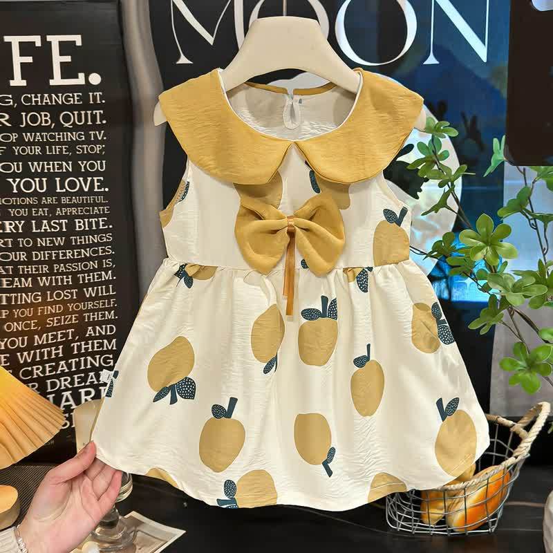 Toddler Girl Peter Pan Collar Summer Sleeveless Dress - Yellow - 8-9T - image 5