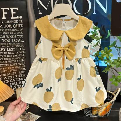 Toddler Girl Peter Pan Collar Summer Sleeveless Dress - Yellow - 8-9T - image 5