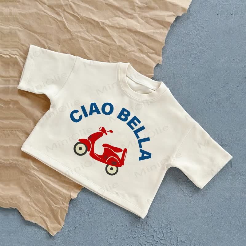 CIAO BELLA Baby Red Car Pattern Summer Casual T-Shirt - White - 2-3T - image 1
