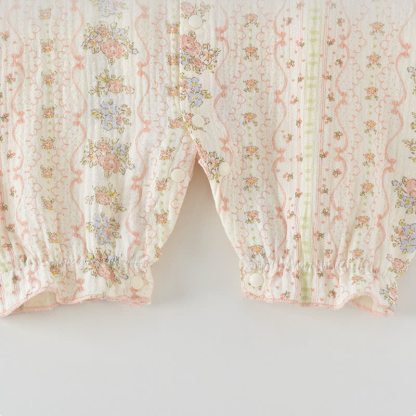 Baby Girls Pink Floral Ruffle Collar Button Front Romper - image 4